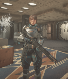 A wiki player wielding the Atreides Battle Rifle