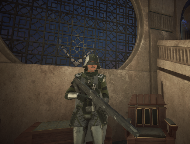 A wiki player wielding the Atreides Battle Rifle