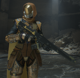 A wiki player wielding the Atreides Battle Rifle