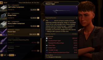Arakeen weapons merchant prices.