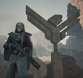 A wiki player wielding the Atreides Battle Rifle