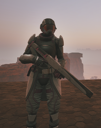 A wiki player wielding the Atreides Battle Rifle